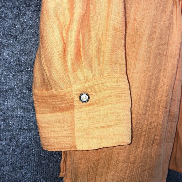 Coldwater Creek Blouse Women's Size PM Orange Bracelet Sleeves Button Down - Picture 4 of 12